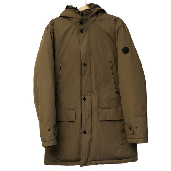 Michael Kors Men's Beige Bib Snorkel Faux-Fur Trim Parka Coat Jacket Size M $429 - Picture 8 of 16